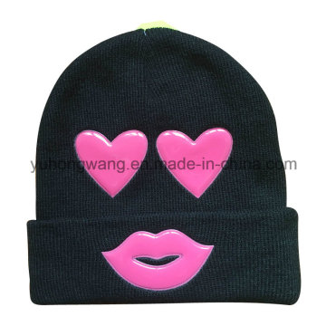 Fashion Knitted Winter Beanie Hat/Cap with PVC Patch